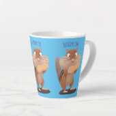 Cute Grappig big cheeks cartoon Latte Mok (Rechterhoek)