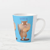 Cute Grappig big cheeks cartoon Latte Mok (Rechts)