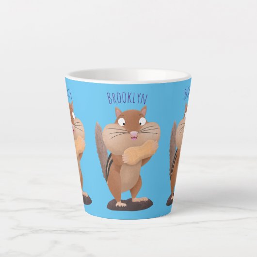 Cute Grappig big cheeks cartoon Latte Mok (Voorkant)