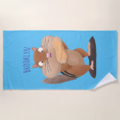 Cute Grappig big cheeks cartoon Strandlaken (Voorkant)