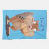 Cute Grappig big cheeks cartoon Theedoek (Horizontaal)