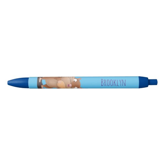 Cute Grappig big cheeks cartoon Zwarte Inkt Pen (Voorkant)
