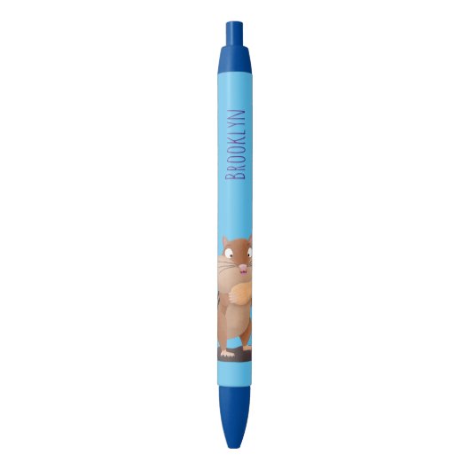 Cute Grappig big cheeks cartoon Zwarte Inkt Pen (Voorkant Verticaal)