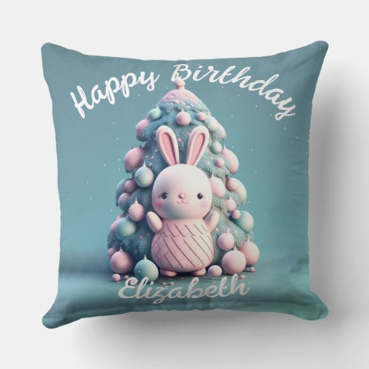 Cute, grappig, bunny, kawaii-stijl, kussen gooien (Achterkant)