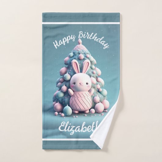 Cute, grappig, bunny, kawaii style bad handdoek (Handdoek)