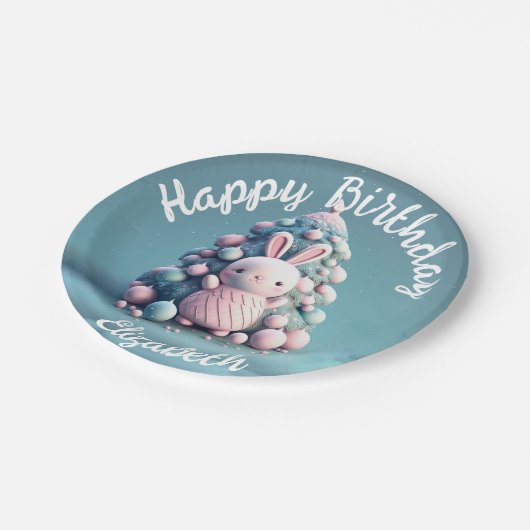 Cute, grappig, bunny, kawaii style papieren bordje (Gekanteld)
