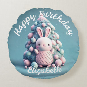 Cute, grappig, bunny, kawaii style rond kussen