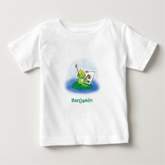 Cute Grappig green frog cartoon Illustration (Voorkant)