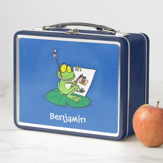 Cute Grappig green frog cartoon Illustration (In situ)