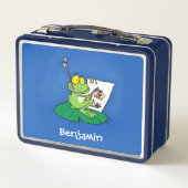 Cute Grappig green frog cartoon Illustration (Achterkant)