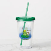 Cute Grappig green frog cartoon Illustration Acryl Drinkbeker (Achterkant)