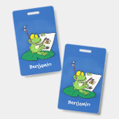 Cute Grappig green frog cartoon Illustration Badge (Voor- en achterkant)