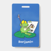 Cute Grappig green frog cartoon Illustration Badge (Achterkant)