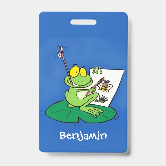 Cute Grappig green frog cartoon Illustration Badge (Voorzijde)