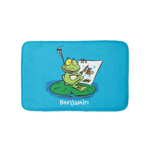 Cute Grappig green frog cartoon Illustration Badmat