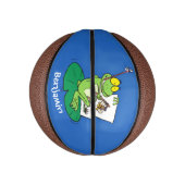 Cute Grappig green frog cartoon Illustration Basketbal (Verticaal)