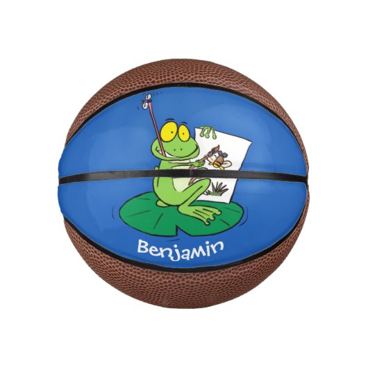 Cute Grappig green frog cartoon Illustration Basketbal (Voorkant)