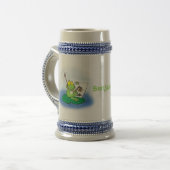 Cute Grappig green frog cartoon Illustration Bierpul (Voorkant links)