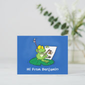 Cute Grappig green frog cartoon Illustration Briefkaart (Staand voorkant)
