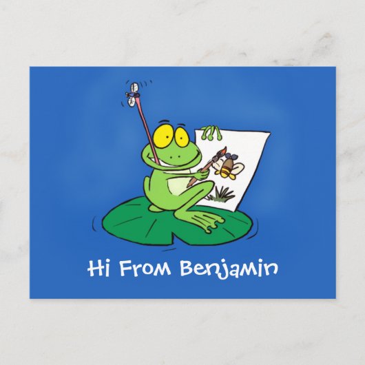 Cute Grappig green frog cartoon Illustration Briefkaart (Voorkant)