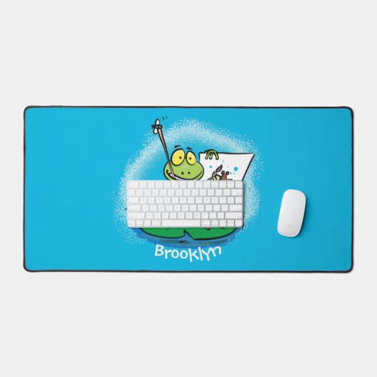 Cute Grappig green frog cartoon Illustration Bureaumat (Keyboard & Muis)