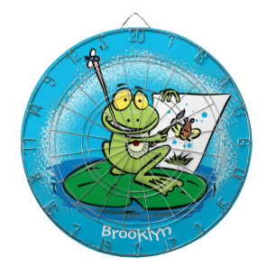 Cute Grappig green frog cartoon Illustration Dartbord