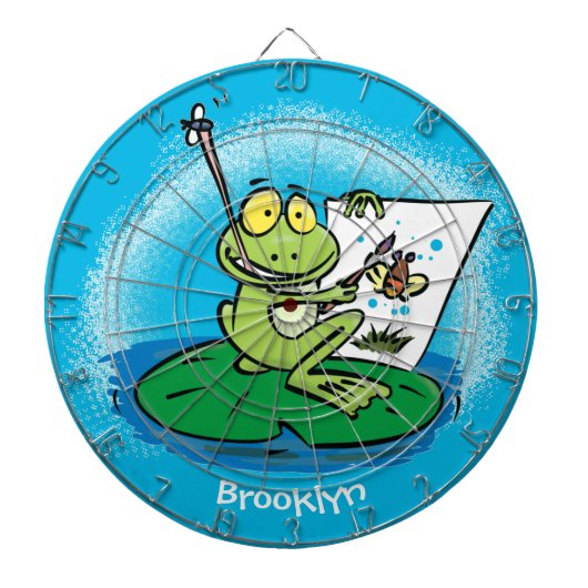 Cute Grappig green frog cartoon Illustration Dartbord (Voorkant)