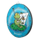 Cute Grappig green frog cartoon Illustration Dartbord (Voorkant Rechts)