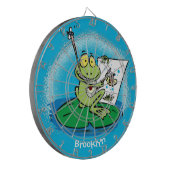 Cute Grappig green frog cartoon Illustration Dartbord (Voorkant Links)