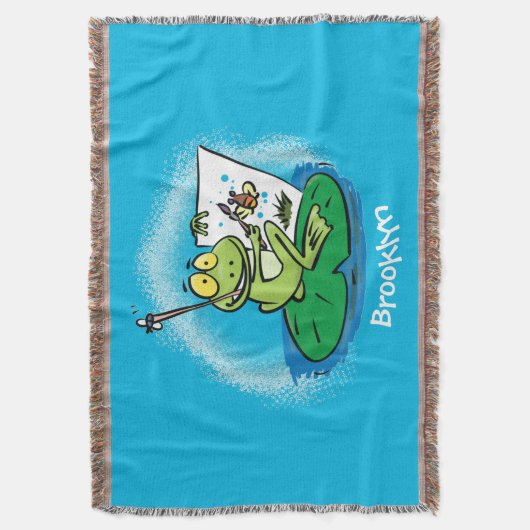 Cute Grappig green frog cartoon Illustration Deken (Voorkant Verticaal)