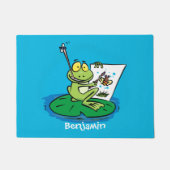 Cute Grappig green frog cartoon Illustration Deurmat (Voorkant)