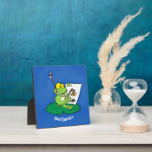 Cute Grappig green frog cartoon Illustration Fotoplaat (Insitu)