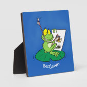 Cute Grappig green frog cartoon Illustration Fotoplaat (Voorkant)