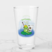 Cute Grappig green frog cartoon Illustration Glas (Achterkant)