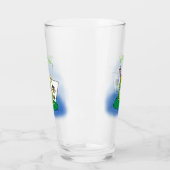 Cute Grappig green frog cartoon Illustration Glas (Links)