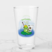 Cute Grappig green frog cartoon Illustration Glas (Voorkant)