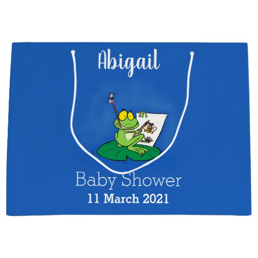 Cute Grappig green frog cartoon Illustration Groot Cadeauzakje (Voorkant)