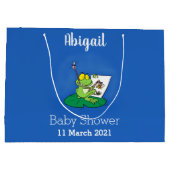 Cute Grappig green frog cartoon Illustration Groot Cadeauzakje (Achterkant)