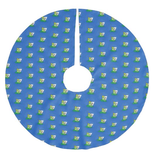 Cute Grappig green frog cartoon Illustration Kerstboom Rok (Voorkant)