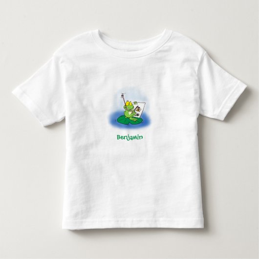 Cute Grappig green frog cartoon Illustration Kinder Shirts (Voorkant)