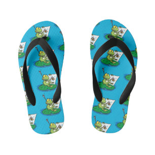 Cute Grappig green frog cartoon Illustration Kinder Teenslippers