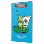 Cute Grappig green frog cartoon Illustration Klembord (Links)