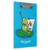 Cute Grappig green frog cartoon Illustration Klembord (Rechts)