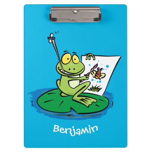 Cute Grappig green frog cartoon Illustration Klembord (Voorkant)