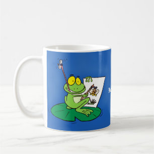 Cute Grappig green frog cartoon Illustration Koffiemok