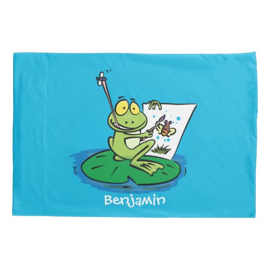 Cute Grappig green frog cartoon Illustration Kussensloop (Achterkant)