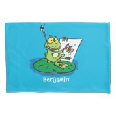 Cute Grappig green frog cartoon Illustration Kussensloop (Voorkant)