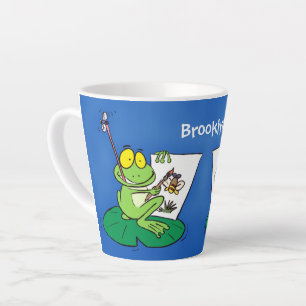 Cute Grappig green frog cartoon Illustration Latte Mok