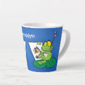 Cute Grappig green frog cartoon Illustration Latte Mok (Rechterhoek)