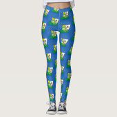 Cute Grappig green frog cartoon Illustration Leggings (Voorkant)